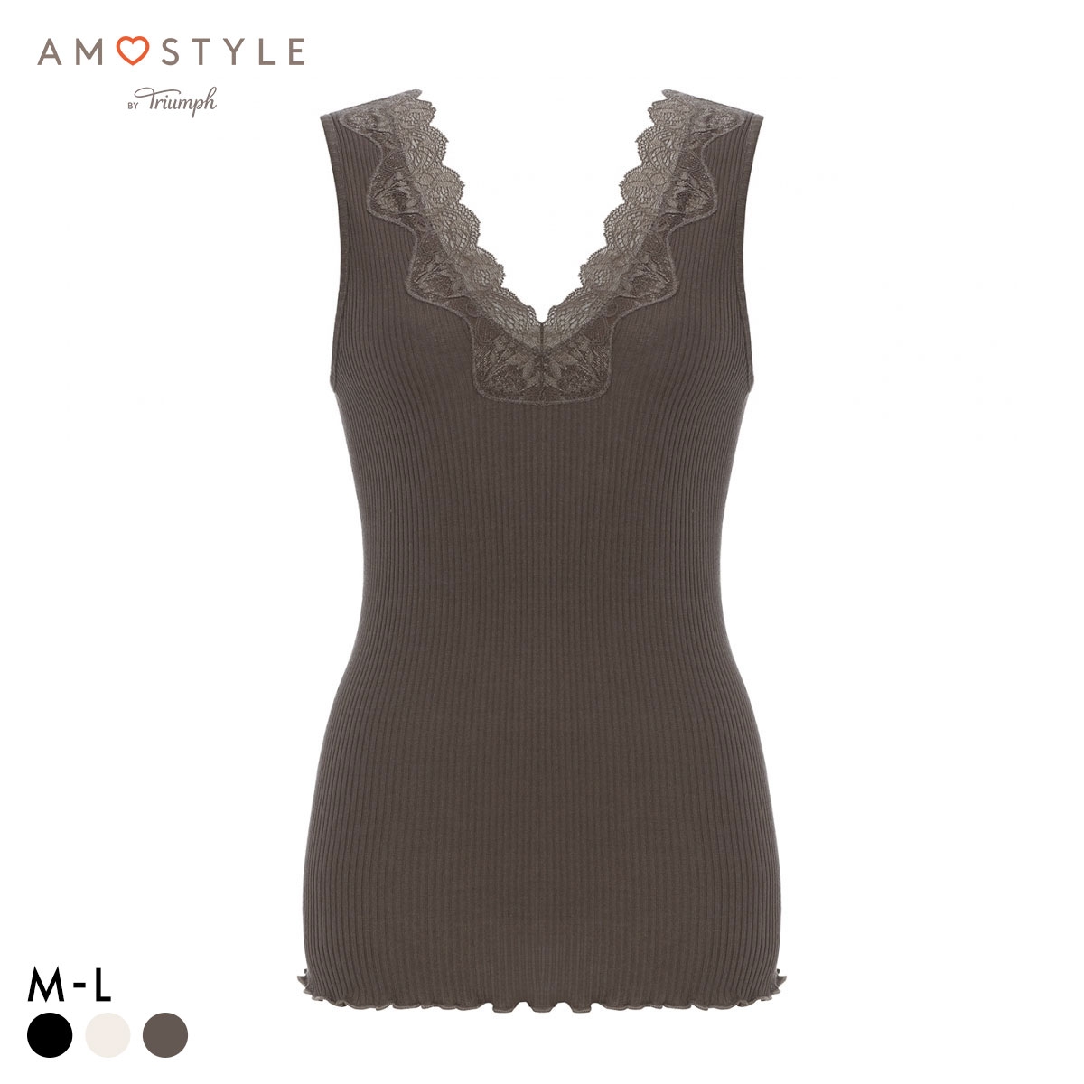 アモスタイル AMST1532 保湿インナー タンクトップ インナー ランジェリー AMOSTYLE(BR-ブラウン-M-L)