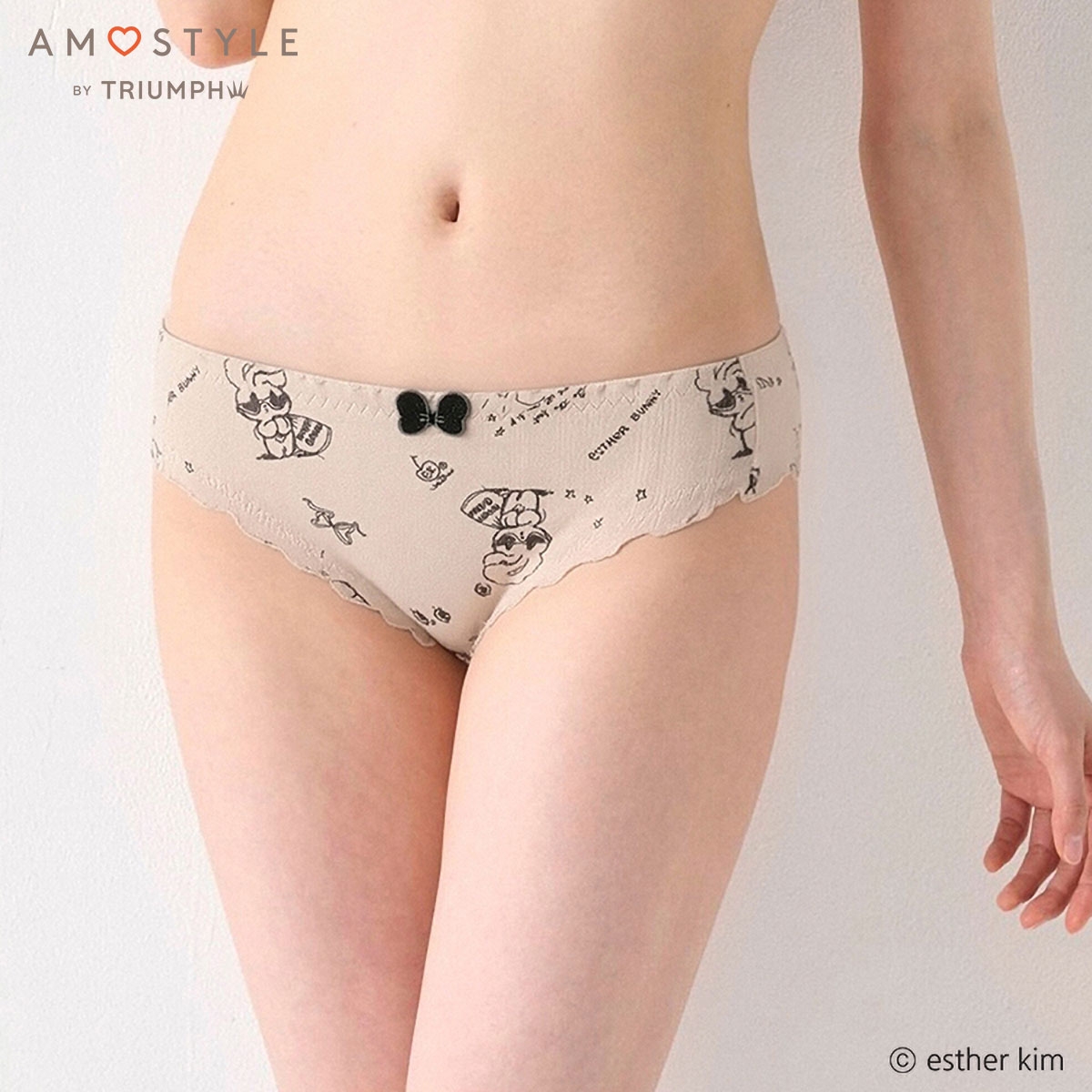 アモスタイル AMST1557 エスターバニー×アモスタイル コラボ ショーツ レギュラーショーツ レディース 下着 AMOSTYLE(GG-グレージュ-M)