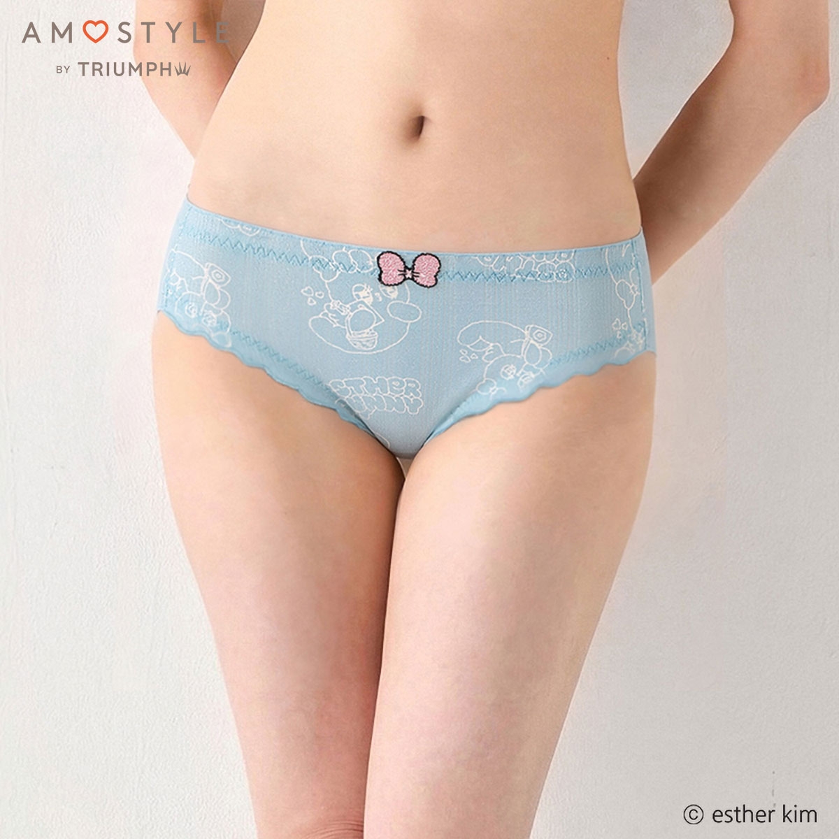 アモスタイル AMST1557 エスターバニー×アモスタイル コラボ ショーツ レギュラーショーツ レディース 下着 AMOSTYLE(BU-ブルー-M)
