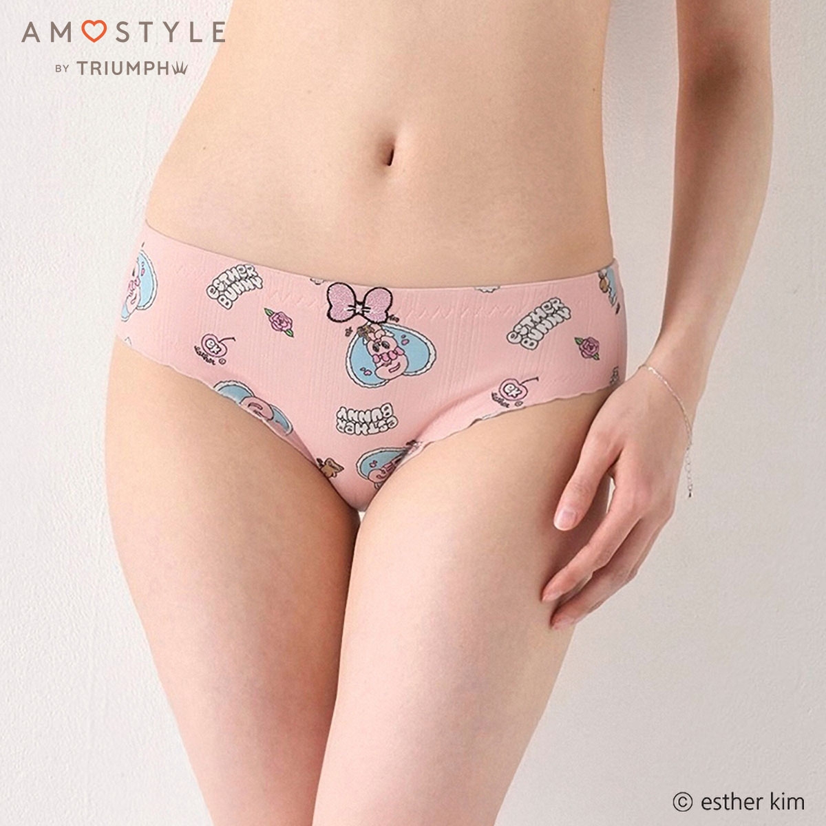 アモスタイル AMST1557 エスターバニー×アモスタイル コラボ ショーツ レギュラーショーツ レディース 下着 AMOSTYLE(LPI-薄ピンク-M)