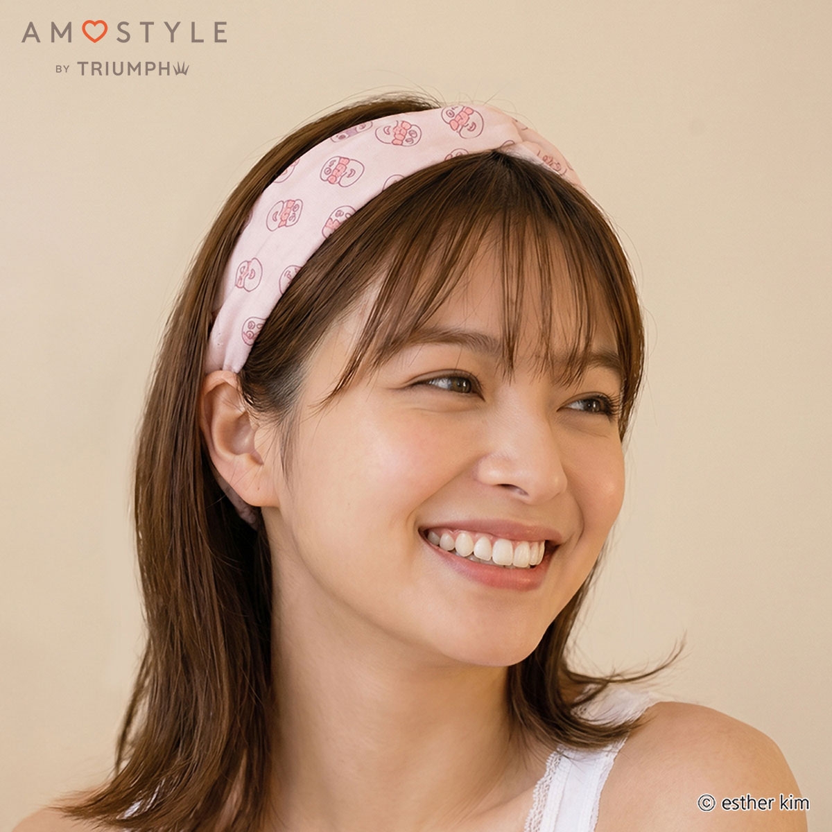 アモスタイル AMST1557 エスターバニー×アモスタイル コラボ ヘアバンド レディース AMOSTYLE(LPI-薄ピンク-Free)