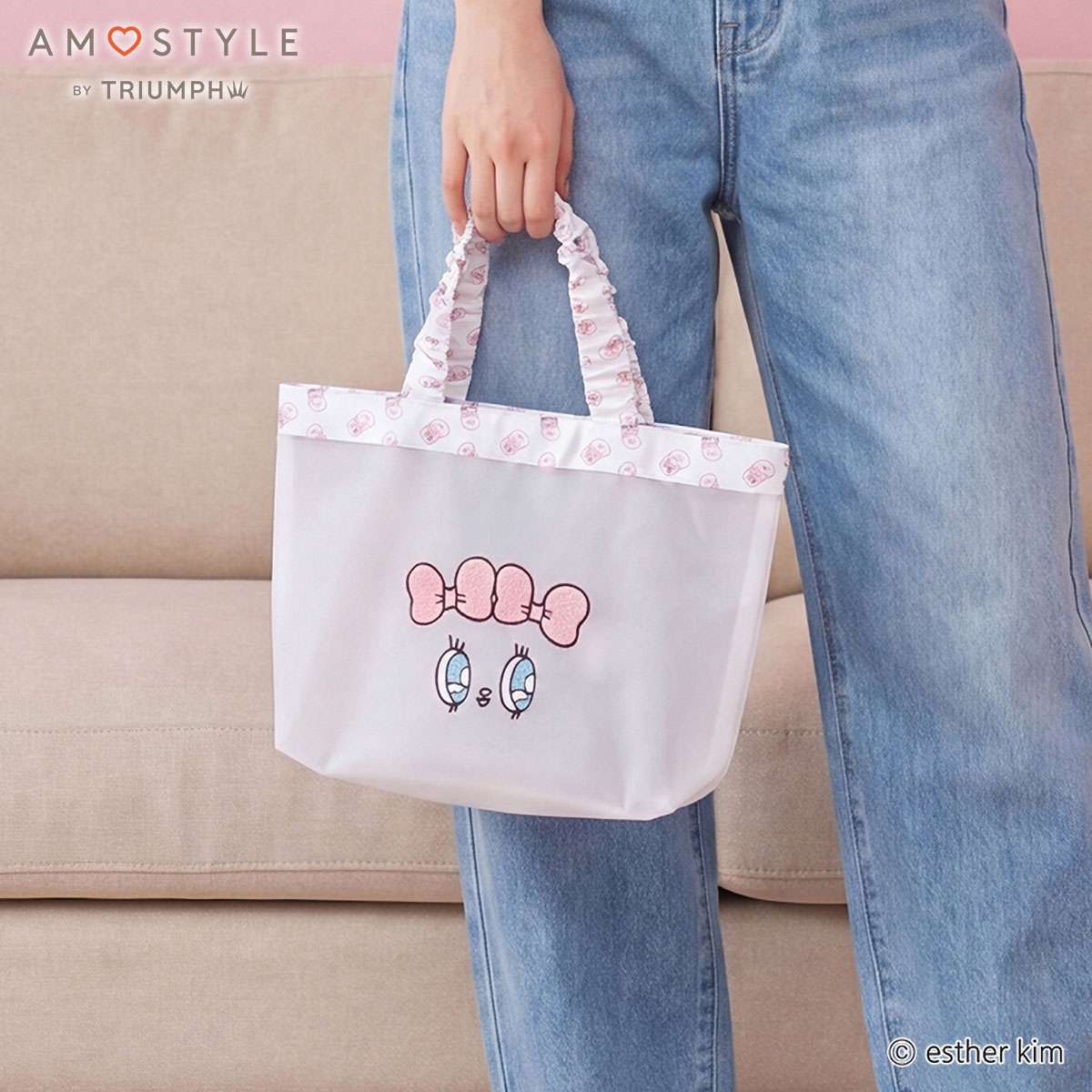アモスタイル AMST1557 エスターバニー×アモスタイル コラボ トートバッグ レディース AMOSTYLE(WH-ホワイト-Free)