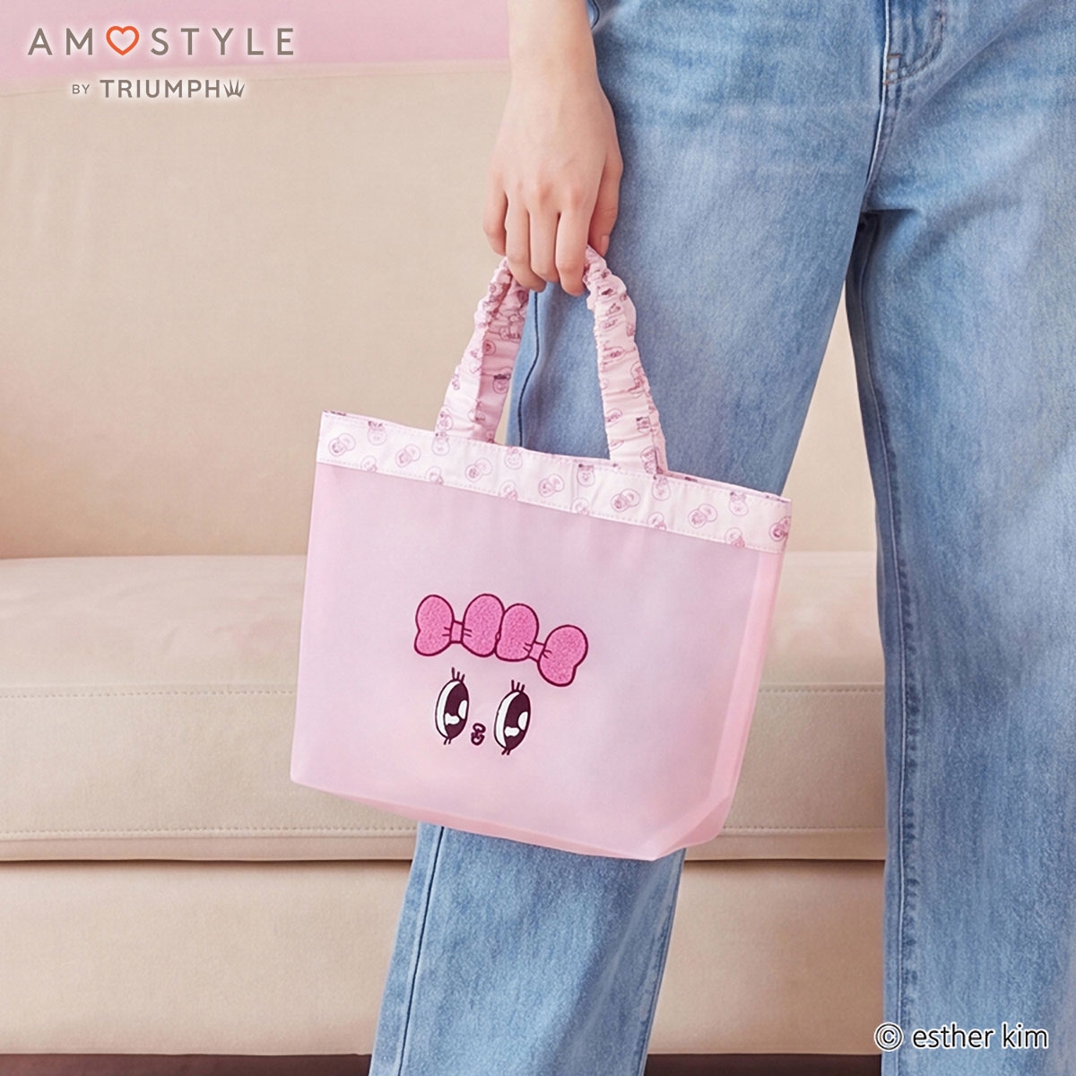アモスタイル AMST1557 エスターバニー×アモスタイル コラボ トートバッグ レディース AMOSTYLE(LPI-薄ピンク-Free)