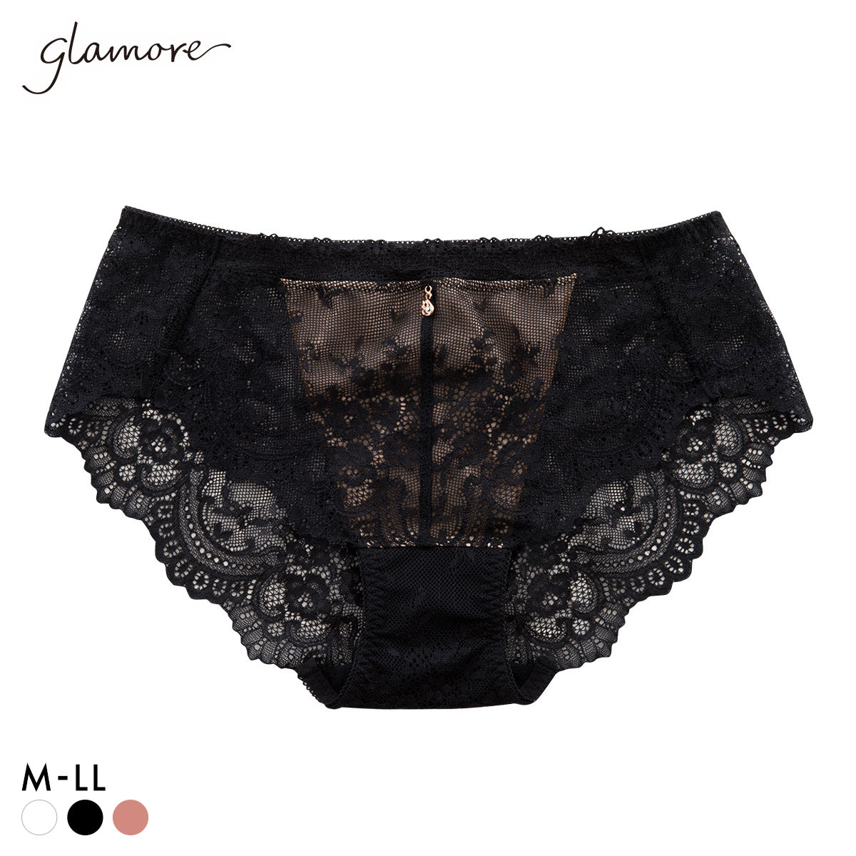 グラモア glamore 自胸を育てるブラ パフュームブラ FT0120A 総レースショーツ ペアショーツ 食い込みにくい 段差レス FT0119(BK-ブラック-M)