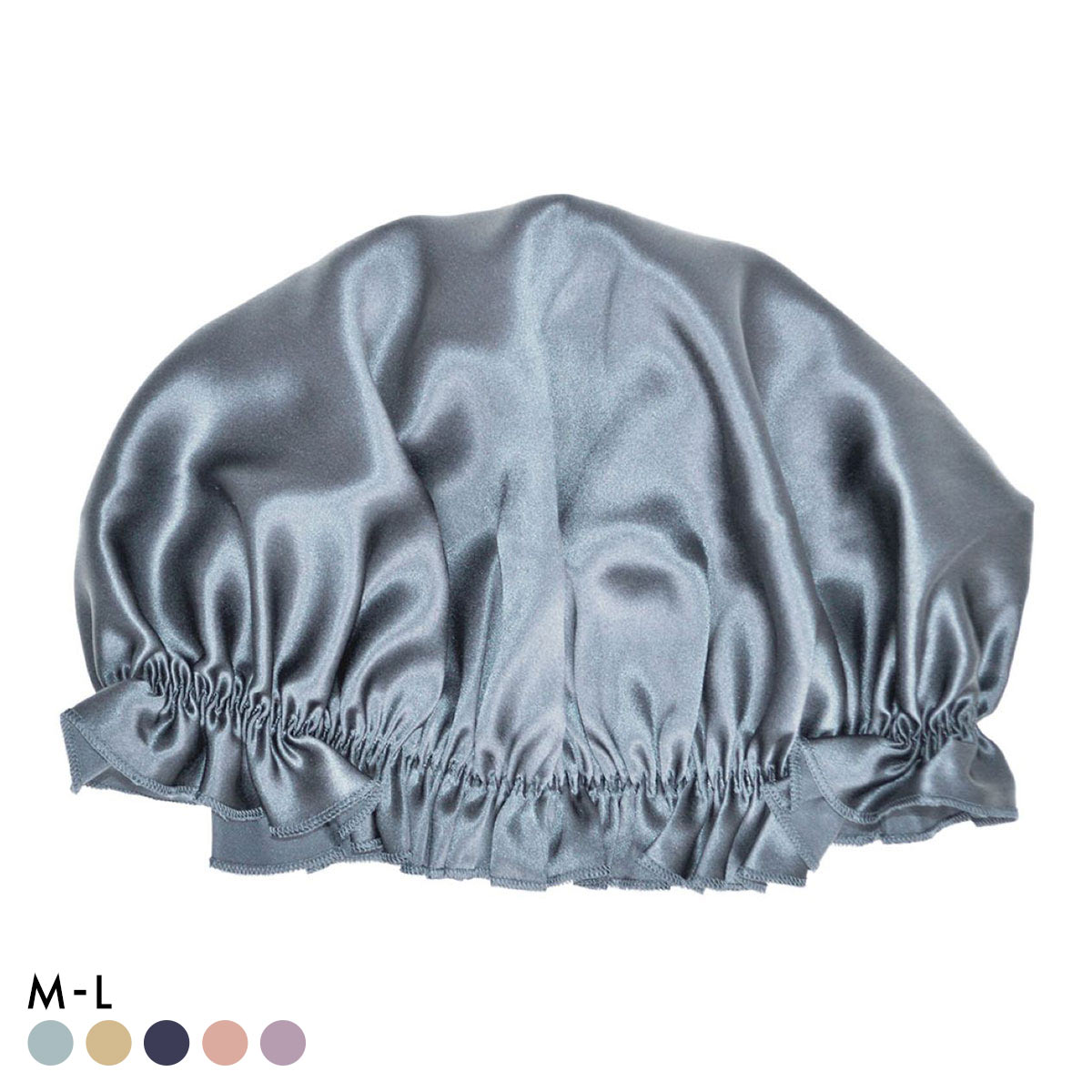 シルク ナイトキャップ FT0377 ロングヘア セミロング ショート 摩擦 寝癖 抜け毛防止 保湿 美髪 e-gate shopオリジナル グラモア(BGY-ブルーグレー-M)