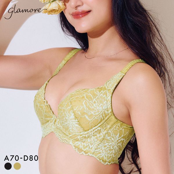 グラモア glamore グラモアコレクション FT0378 ピオニーブラ 育乳ブラ 中央へ集める 美しい谷間 美胸 総レース 産後 補正下着 ABCD
