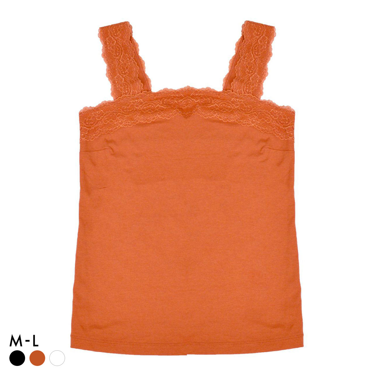 スクエアネックタンクトップ FT0438 レース ブラ紐隠せる チラ見え防止 デコルテ 胸元カバー 綿混 e-gate shopオリジナル グラモア(OR-オレンジ-M)