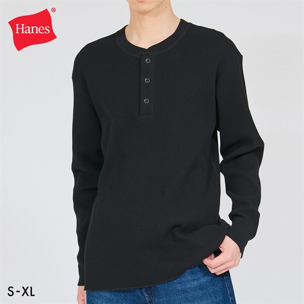 ヘインズ 8.4オンス サーマルトップ ヘンリーネック ロングスリーブ シャツ メンズ 長袖 Hanes