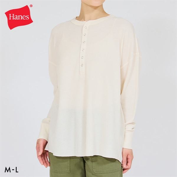 Hanes for HER サーマル ヘンリーネックロングスリーブ レディース ヘインズ ワッフル
