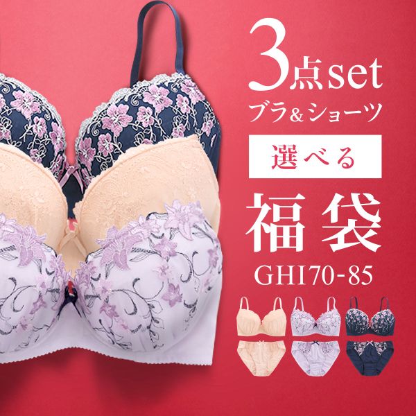 ブラジャー ショーツ セット 3点 中身が見える福袋 GHI 大きいサイズ グラマーサイズ ブラセット 下着 レディース