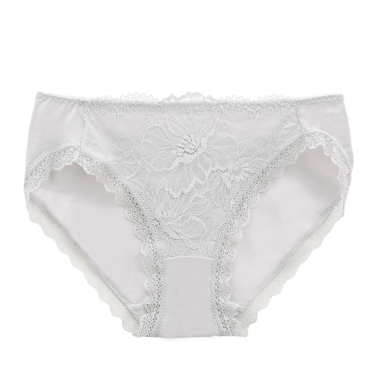 ローファン Lofan 革新ノンワイヤー フローラルカシュクール 谷間メイク ペアショーツ  スタンダード 単品　Lofan×SHIROHATOコラボ(GY-グレー-M)