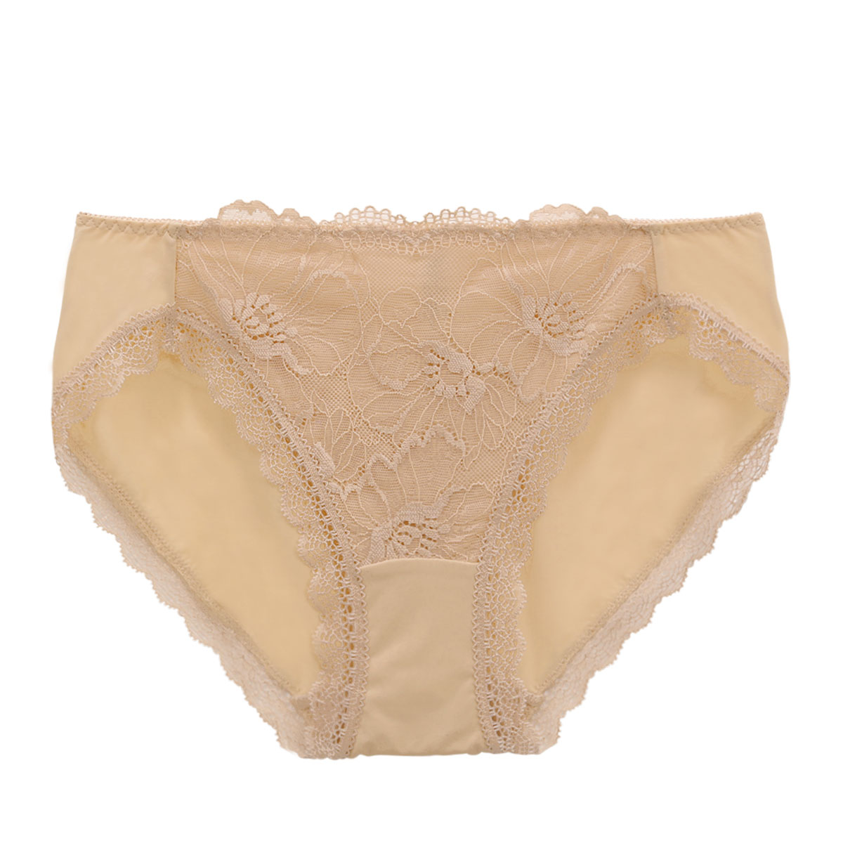 ローファン Lofan 革新ノンワイヤー フローラルカシュクール 谷間メイク ペアショーツ  スタンダード 単品　Lofan×SHIROHATOコラボ(BE-ベージュ-M)