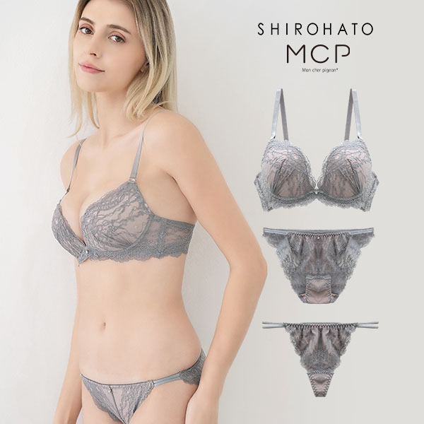 ブラジャー ショーツ セット Tバック 3点 モンシェルピジョン Mon cher pigeon トレラトルタ AA A B C D E バルーンブラ 総レース