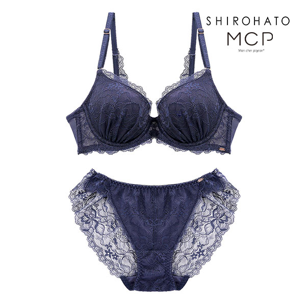 モンシェルピジョン Mon cher pigeon デイリーミューズ ブラジャー ショーツ セット BCDEF(NV-ネイビー-B65-M)