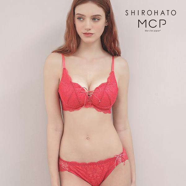 モンシェルピジョン Mon cher pigeon リュバン ブラジャー ショーツ セット ABCDEF(SB-ストロベリー-A70-M)