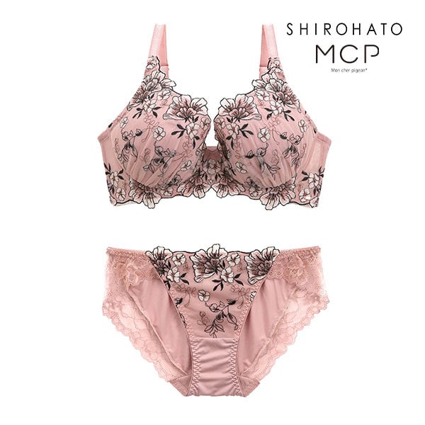 モンシェルピジョン Mon cher pigeon ウルークルールズ ブラジャー ショーツ セット GHI(PB-ピンクベージュ-G65-M)