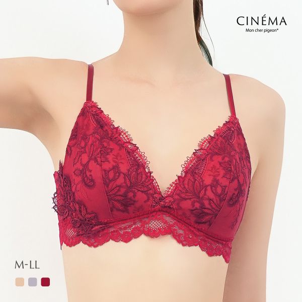 モンシェルピジョン Mon cher pigeon ティアム TIAM05 ノンワイヤー ブラレット 単品 大きいサイズ M-LL 花柄 上品 刺繍 レース