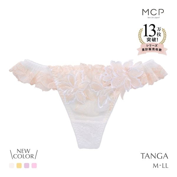 Tバック ショーツ タンガ 豪華 レース 刺繍 花 アップリケ 可愛い バックレース モンシェルピジョン TIAM M L LL Mon cher pigeon