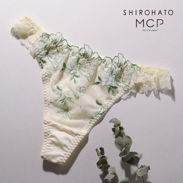 モンシェルピジョン Mon cher pigeon ウルークルールズ ショーツ Tバック タンガ バックレース M L LL 単品(CR-クリーム-M)
