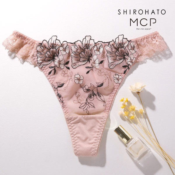モンシェルピジョン Mon cher pigeon ウルークルールズ ショーツ Tバック タンガ バックレース M L LL 単品(PB-ピンクベージュ-M)