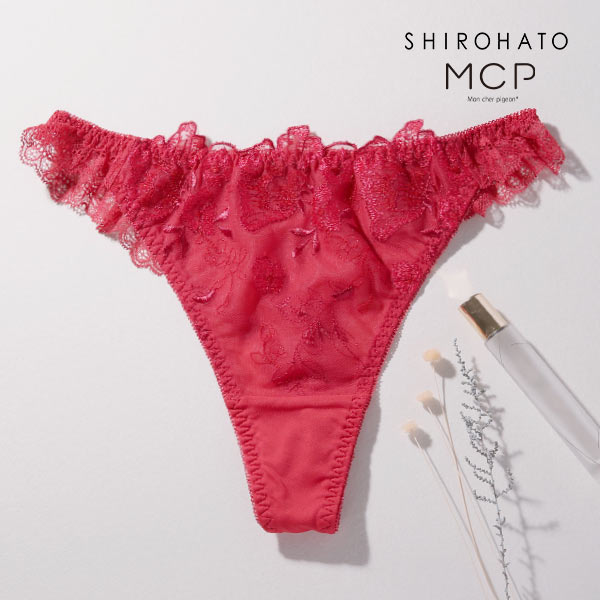 モンシェルピジョン Mon cher pigeon ウルークルールズ ショーツ Tバック タンガ バックレース M L LL 単品(RE-レッド-M)