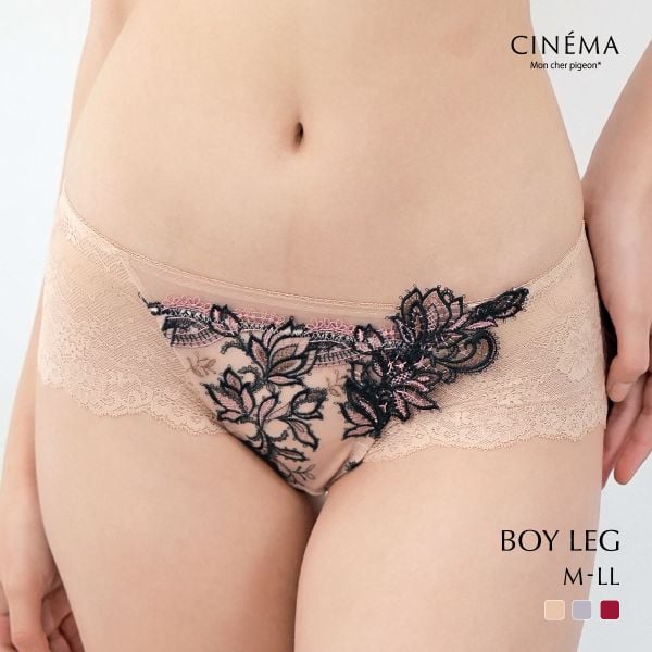 モンシェルピジョン Mon cher pigeon ティアム TIAM05 ショーツ ボーイレングス パンツ M L LL 単品 透け感 上品 総レース ひびきにくい