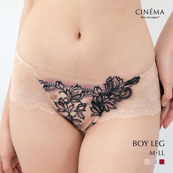 モンシェルピジョン Mon cher pigeon ティアム TIAM05 ショーツ ボーイレングス パンツ M L LL 単品 透け感 上品 総レース ひびきにくい