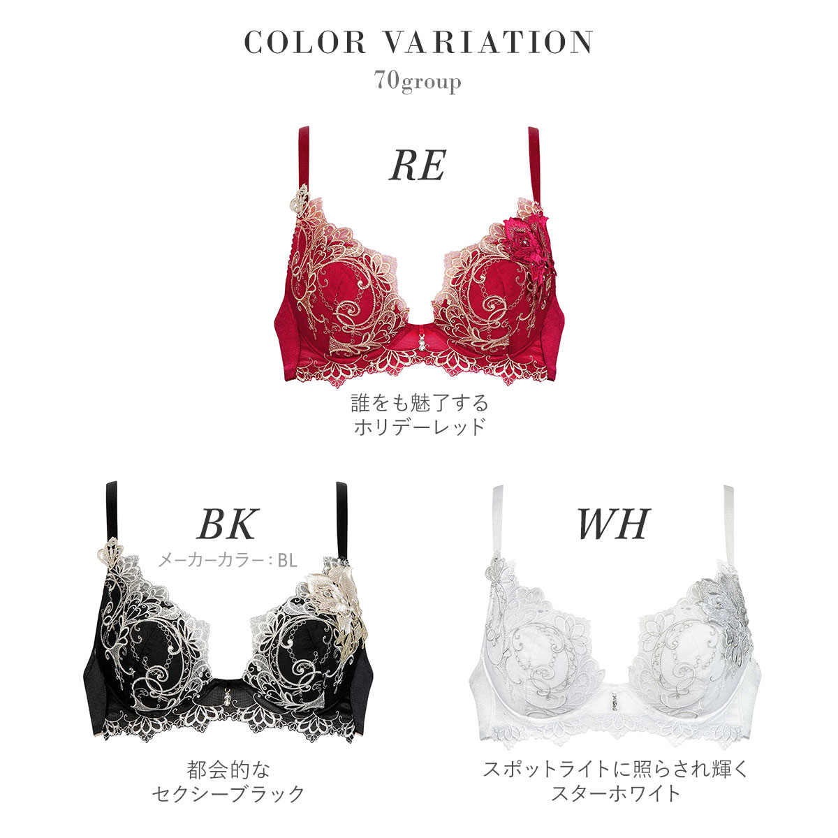 サルート E70/M 95G BL ビバライン ワコール サルート 70グループ 70G VIVA LINE ブラジャー DEF