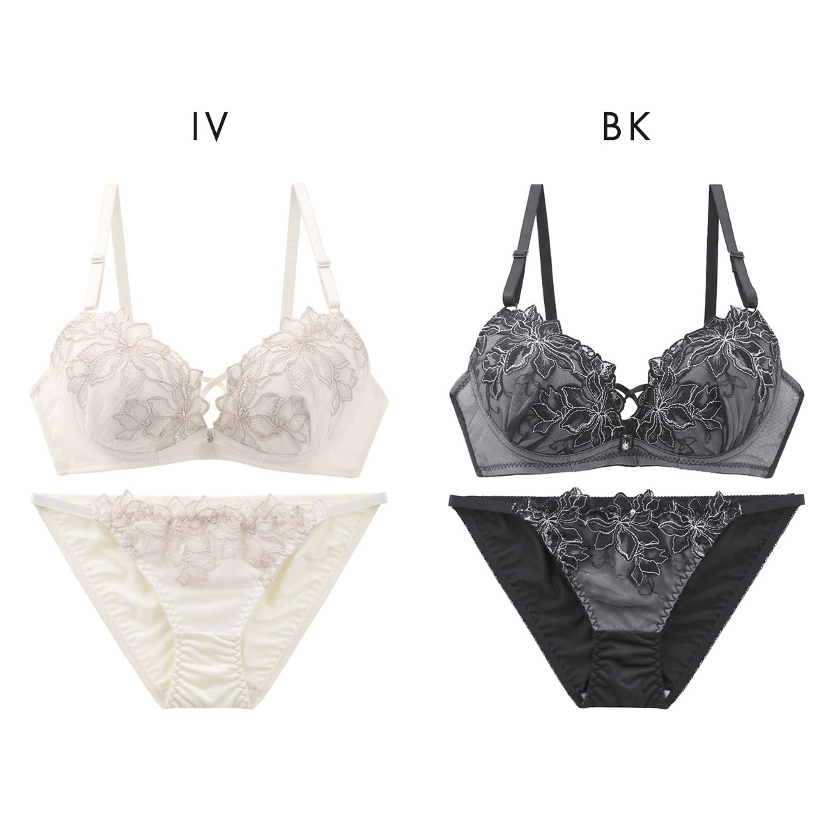 ラブジェリー 脇高 ラメフラワー ブラセット ABCD 盛り胸 Wパッド 谷間