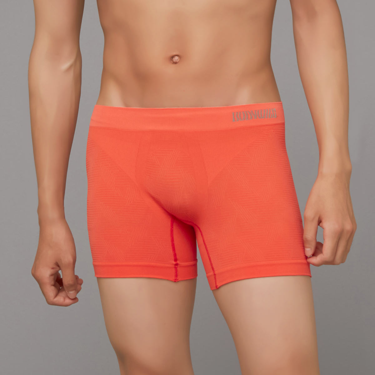 ソフトウエポンパンツ グンゼ BODY WILD e-BOXER ラインジオメトリック柄 セミロング