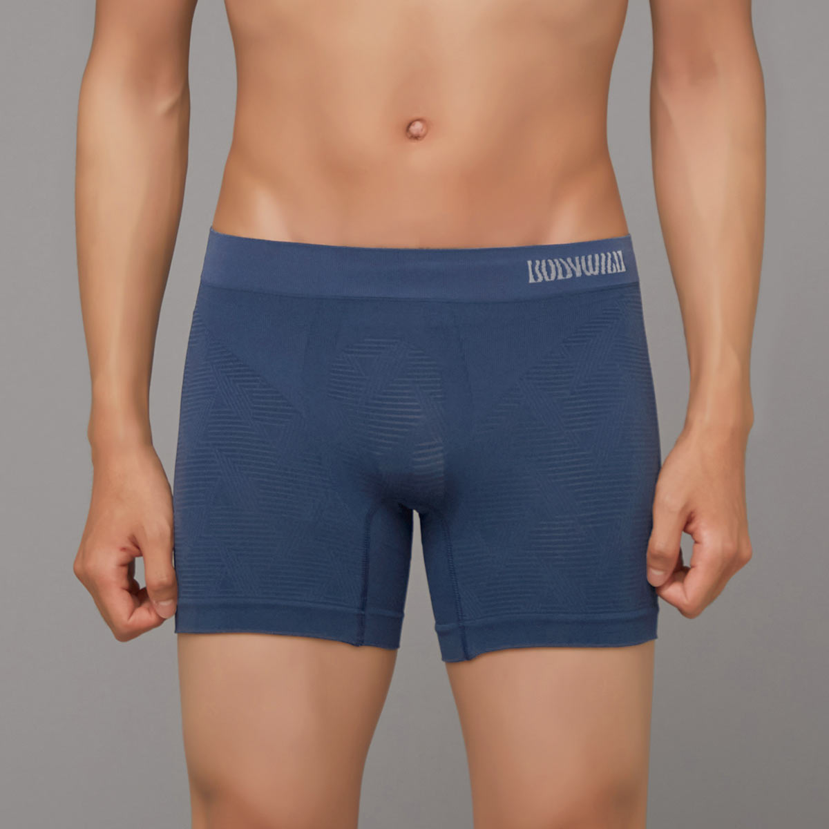 ソフトウエポンパンツ グンゼ BODY WILD e-BOXER ラインジオメトリック柄 セミロング