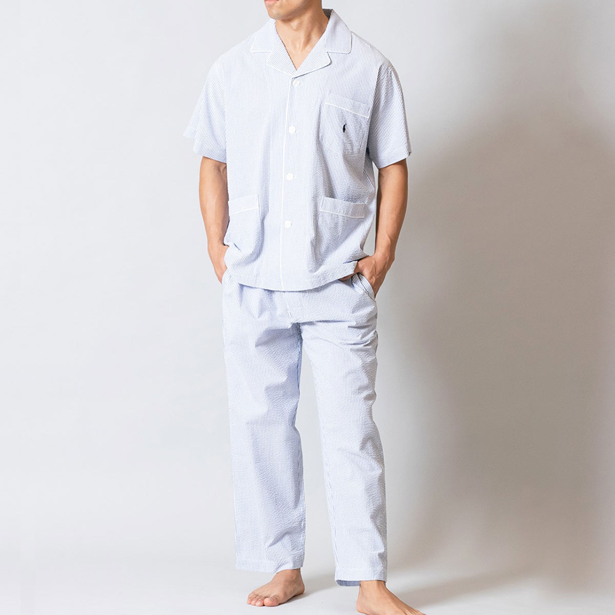 Ralph Lauren シアサッカーギンガムチェック パジャマセット M ポロ ラルフ ローレン Seersucker Pajama シアサッカー 半袖