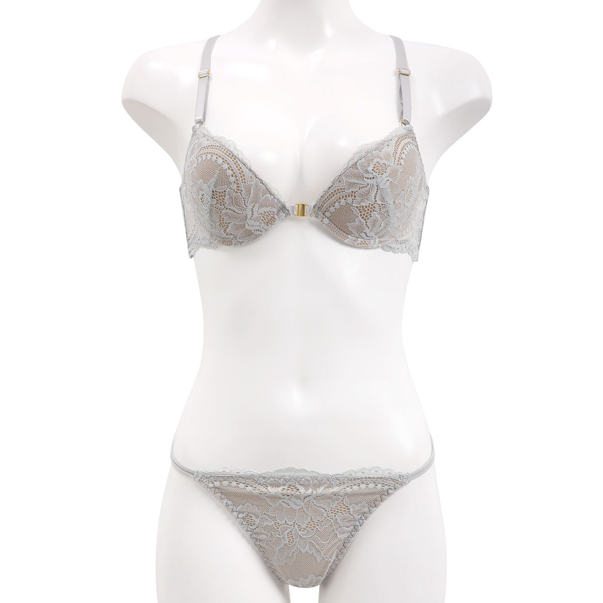 エレガント ヌーディバックレース フロントホック ブラセット