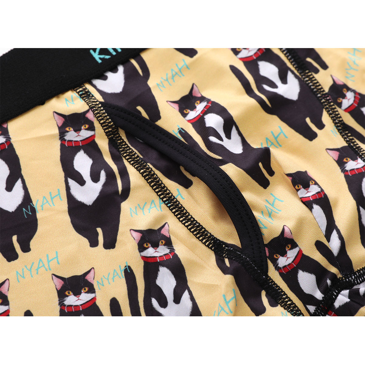 キングノバ 黒猫柄 ボクサーパンツ メンズ 前あき M L LL