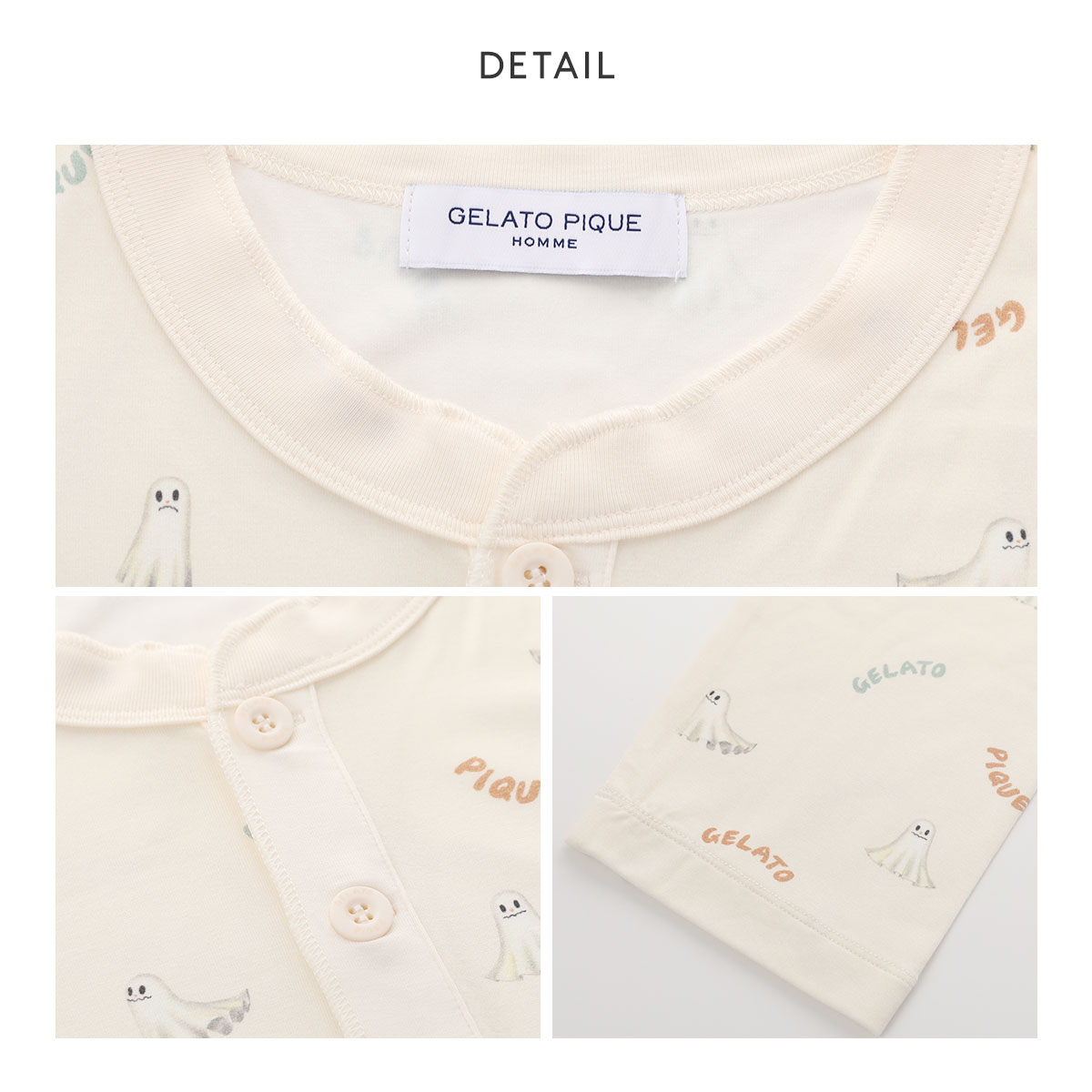 ジェラートピケ オム メンズ TRICK GHOST柄ロンT ジェラピケ