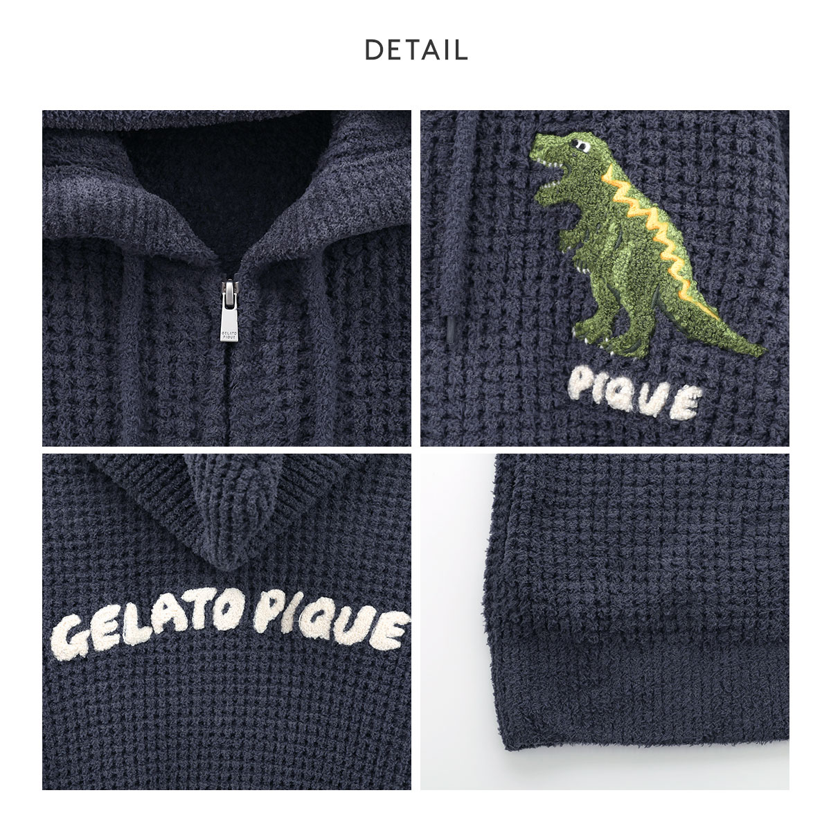 ジェラートピケ オム メンズ ワッフルダイナソーパーカ