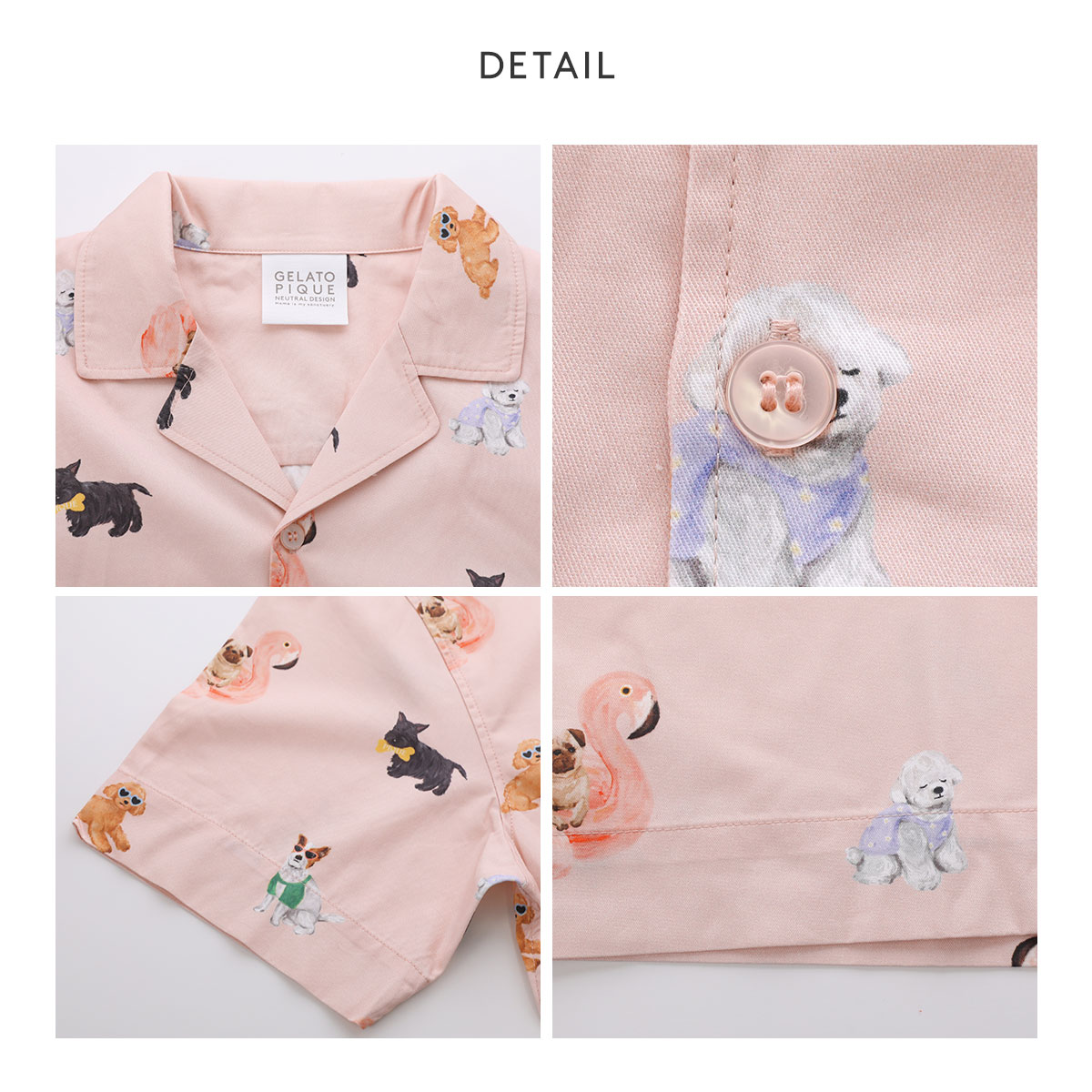 ジェラートピケ ユニセックス SUMMER DOG総柄シャツ ジェラピケ