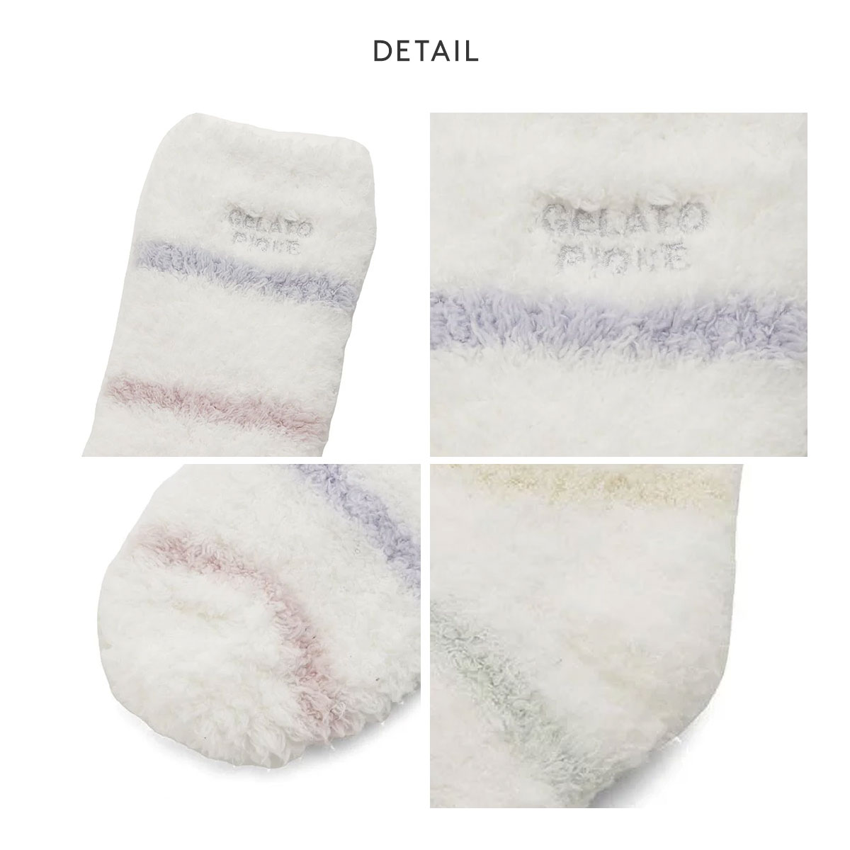 【美品】gelato pique ジェラート2ボーダードレス＆ショートソックス スムーズィー2ボーダーソックス(ソックス)｜ルームウェア