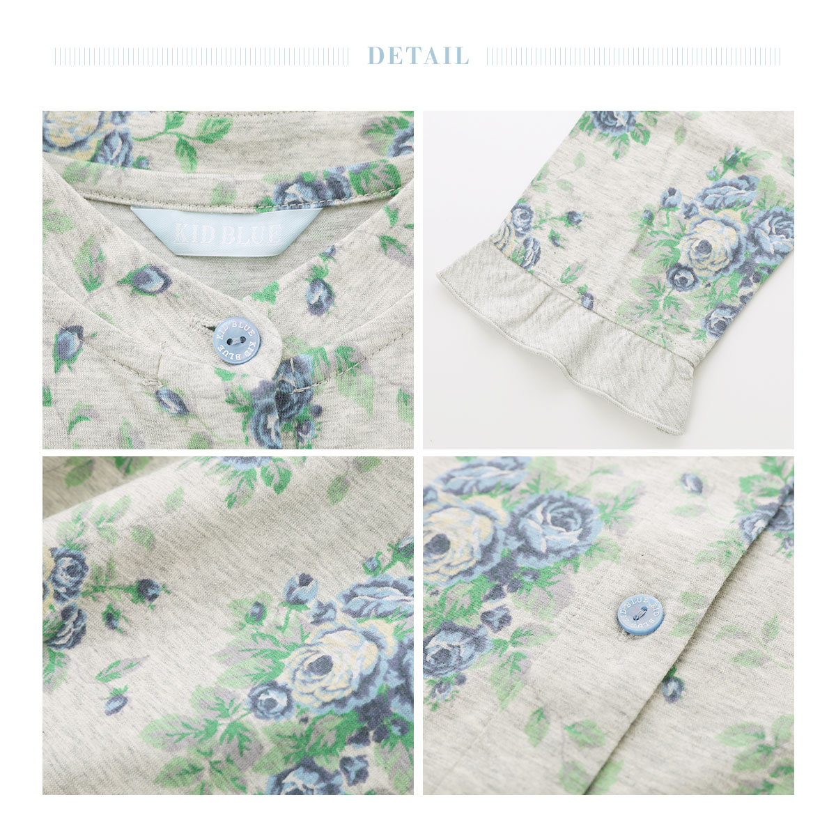 KID BLUE 花柄ルームウェア Mサイズ　シルク混【新品】ゆったり着心地 KID BLUE 花柄ルームウェア Mサイズ シルク混【新品】ゆったり着心地