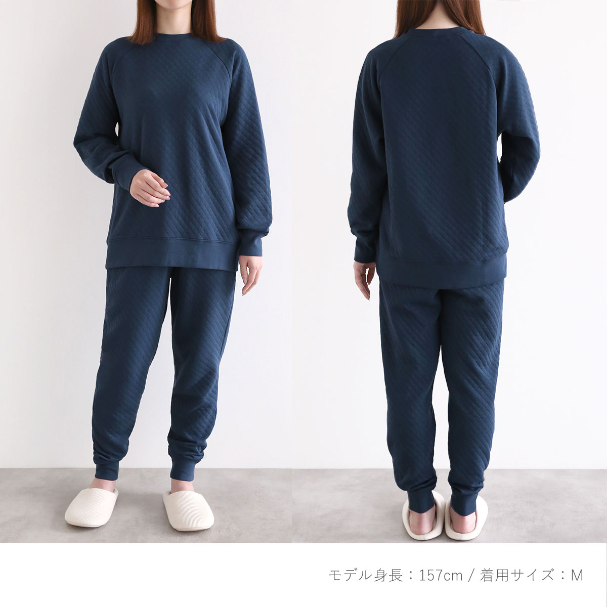 slora レディースパジャマL キルトニット ズボン付きワンピース 日本製 slora レディースパジャマL キルトニット ズボン付きワンピース